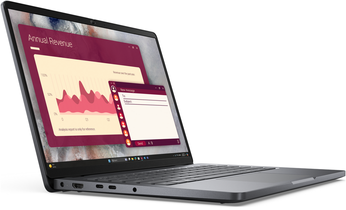 Dell Pro 14 PC14250 laptop, angled view